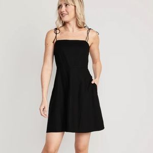 Old Navy Fit & Flare Tie-Strap Linen-Blend Mini Dress